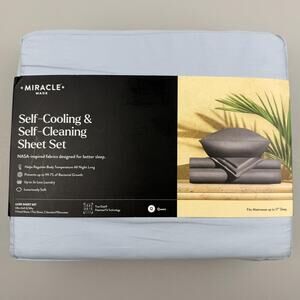 Miracle Made Self Cooling Self Cleaning Sheet Set Queen Luxe Sateen Blue